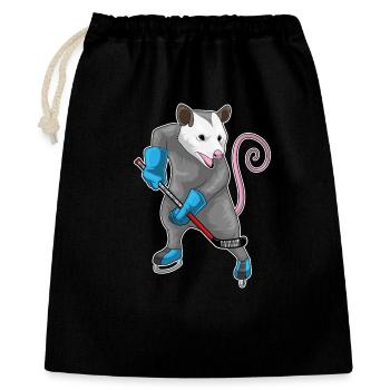 Beutelratte Eishockey Eishockeyschläger - Geschenkbeutel aus Baumwolle (40 x 50 cm) - Schwarz - Vorne