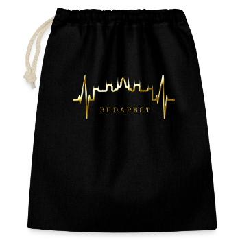 Budapest Skyline Herzschlag Ungarn Herz Budapester - Geschenkbeutel aus Baumwolle (40 x 50 cm) - Schwarz - Vorne