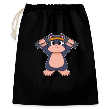 Maulwurf Bodybuilder Hanteln Bodybuilding - Geschenkbeutel aus Baumwolle (40 x 50 cm) - Schwarz - Vorne