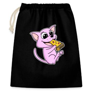 Sphynx Katze Pizza - Geschenkbeutel aus Baumwolle (40 x 50 cm) - Schwarz - Vorne