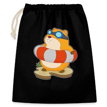 Natation de hamsters dans l’anneau d’été - Sac cadeau 40 x 50 cm - noir - Devant