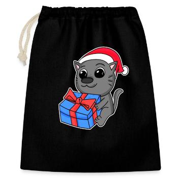 Chat Noël - Sac cadeau 40 x 50 cm - noir - Devant