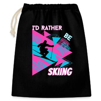 I'd Rather Ski - Ski Winter Sports Skier - Gift Bag 40 x 50 cm - black - Front