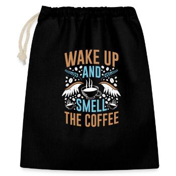 Wake Up and Smell the Coffee - Geschenkbeutel aus Baumwolle (40 x 50 cm) - Schwarz - Vorne