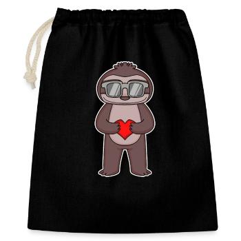 Paresseux avec coeur et lunettes - Sac cadeau 40 x 50 cm - noir - Devant