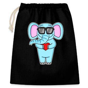 Elefant mit Herz und Brille - Geschenkbeutel aus Baumwolle (40 x 50 cm) - Schwarz - Vorne