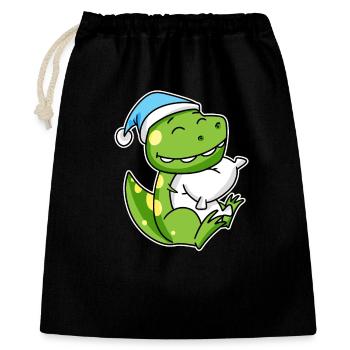 Dinosaure avec oreiller et bonnet somnolent - Dino - Sac cadeau 40 x 50 cm - noir - Devant