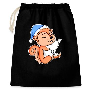 Écureuil avec oreiller et bonnet somnolent - Sac cadeau 40 x 50 cm - noir - Devant