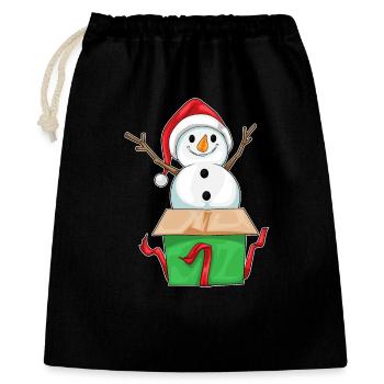 Schneemann Weihnachten Karton - Geschenkbeutel aus Baumwolle (40 x 50 cm) - Schwarz - Vorne