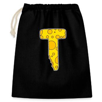 Lettre T - Lettre initiale T - Motif Fromage - Sac cadeau 40 x 50 cm - noir - Devant