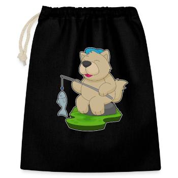 Chien Pêcheur Pêche Aux Poissons - Sac cadeau 40 x 50 cm - noir - Devant