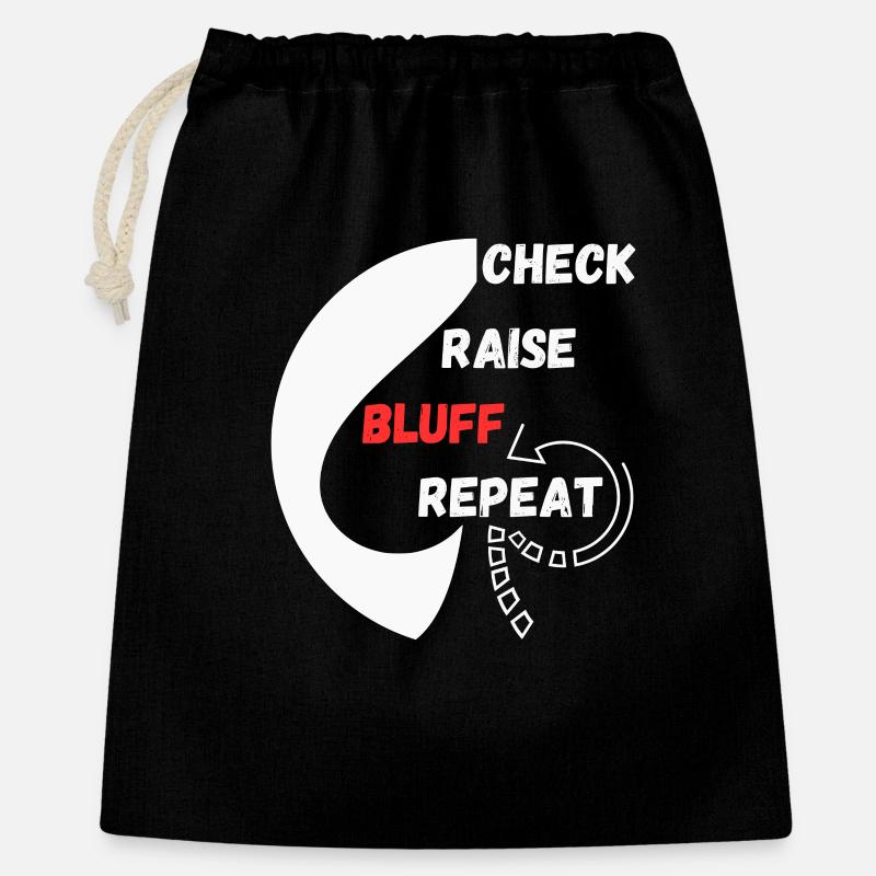 Poker repeat style "chec, raise, bluff, repeat" - Sac cadeau 40 x 50 cm - noir