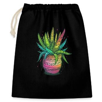 Aloe Vera Psychedelic Succulent Plant Gardener - Gift Bag 40 x 50 cm - black - Front