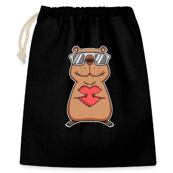 Capybara Cool Capybara Amour du cœur - Sac cadeau 40 x 50 cm - noir - Devant