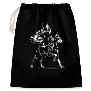 Portrait de doberman dans un style de dessin photoréaliste - Sac cadeau 40 x 50 cm - noir - Devant