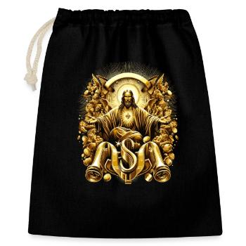Himmlische Pracht Goldener Jesus Engel - Geschenkbeutel aus Baumwolle (40 x 50 cm) - Schwarz - Vorne