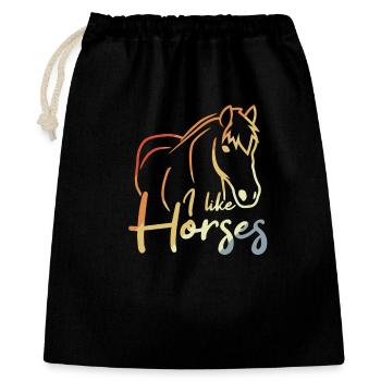 J’aime les chevaux - Sac cadeau 40 x 50 cm - noir - Devant