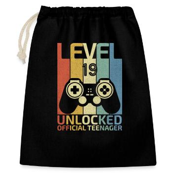 Level 19 Freigeschalteter offizieller Teenager - Geschenkbeutel aus Baumwolle (40 x 50 cm) - Schwarz - Vorne