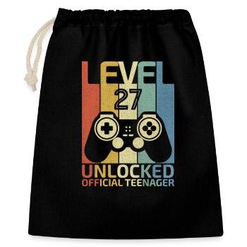 Level 27 Freigeschalteter offizieller Teenager - Geschenkbeutel aus Baumwolle (40 x 50 cm) - Schwarz - Vorne