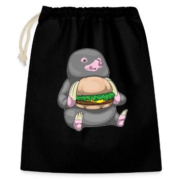 Maulwurf Cheeseburger - Geschenkbeutel aus Baumwolle (40 x 50 cm) - Schwarz - Vorne