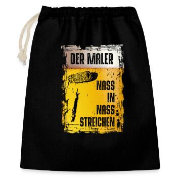 Der Maler | Nass in Nass Streichen! - Geschenkbeutel aus Baumwolle (40 x 50 cm) - Schwarz - Vorne