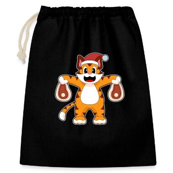 Tiger Weihnachten Fleisch - Geschenkbeutel aus Baumwolle (40 x 50 cm) - Schwarz - Vorne