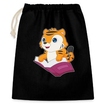 Tiger Buch - Geschenkbeutel aus Baumwolle (40 x 50 cm) - Schwarz - Vorne