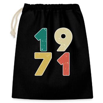 1971 - Jahrgang 1971 - Baujahr 1971 - Geschenkbeutel aus Baumwolle (40 x 50 cm) - Schwarz - Vorne