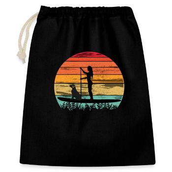 Paddleboarding with dog - Paddleboarding Tee - Geschenkbeutel aus Baumwolle (40 x 50 cm) - Schwarz - Vorne
