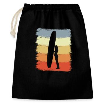 Surferin Retro - Geschenkbeutel aus Baumwolle (40 x 50 cm) - Schwarz - Vorne