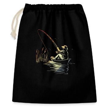 Retro Fishing Sketch - Gift Bag 40 x 50 cm - black - Front