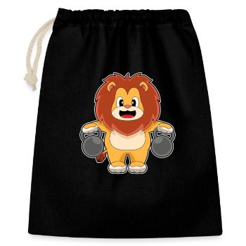 Löwe Bodybuilder Hanteln Bodybuilding - Geschenkbeutel aus Baumwolle (40 x 50 cm) - Schwarz - Vorne