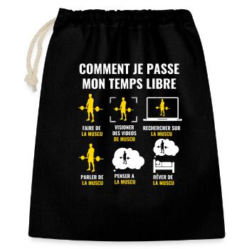 COMMENT JE PASSE MON TEMPS LIBRE - muscu - Sac cadeau 40 x 50 cm - noir - Devant