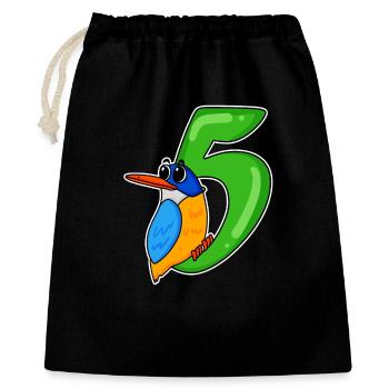 5th Birthday Motif Bird - 5 years - Gift Bag 40 x 50 cm - black - Front