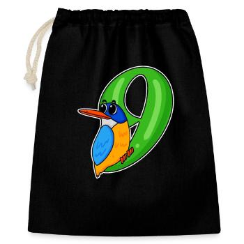 9th Birthday Motif Bird - 9 Years - Gift Bag 40 x 50 cm - black - Front