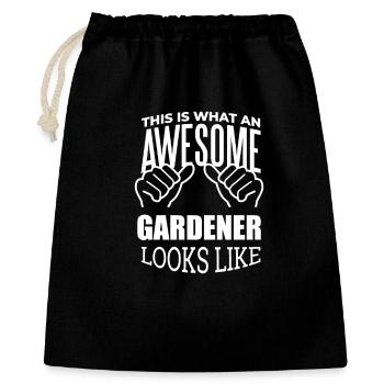 Gartenarbeit - Geschenkbeutel aus Baumwolle (40 x 50 cm) - Schwarz - Vorne