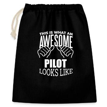pilote - Sac cadeau 40 x 50 cm - noir - Devant