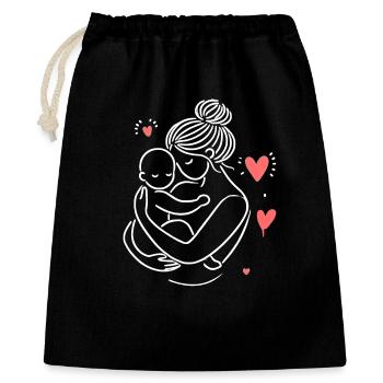 Intimate Mother-Child Love – Minimalist Illustrations - Gift Bag 40 x 50 cm - black - Front