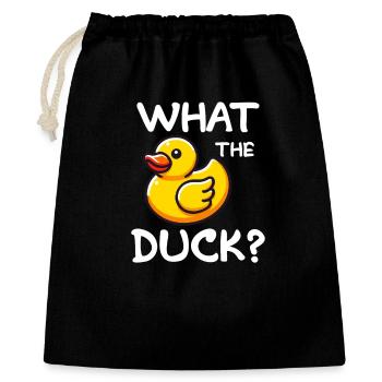 What The Duck Lustiger Gummiente Witz Humor - Geschenkbeutel aus Baumwolle (40 x 50 cm) - Schwarz - Vorne
