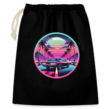 Retro Sunset Muscle Car Fahren - Geschenkbeutel aus Baumwolle (40 x 50 cm) - Schwarz - Vorne