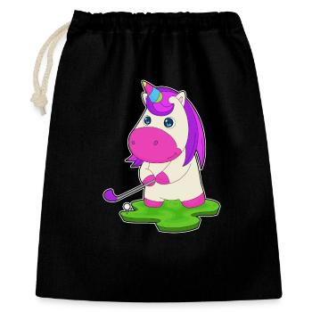 Einhorn Golf Golfschläger - Geschenkbeutel aus Baumwolle (40 x 50 cm) - Schwarz - Vorne