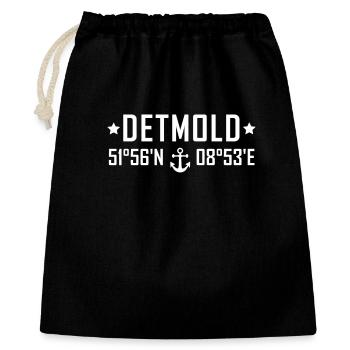 Detmolt Maritimes Design mit Koordinaten und Anker - Geschenkbeutel aus Baumwolle (40 x 50 cm) - Schwarz - Vorne