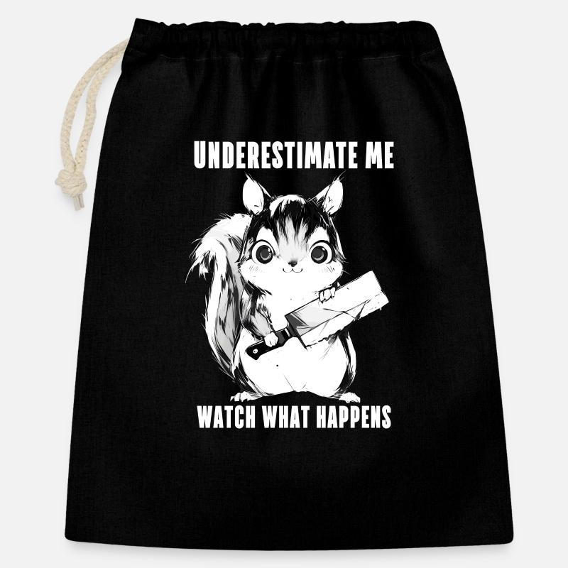 Verrücktes Eichhörnchen Anime Kawaii Geschenk - Geschenkbeutel aus Baumwolle (40 x 50 cm) - Schwarz