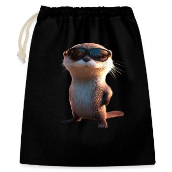 Otter Seeotter Fischotter Marder Liebe Süßer Otter - Geschenkbeutel aus Baumwolle (40 x 50 cm) - Schwarz - Vorne