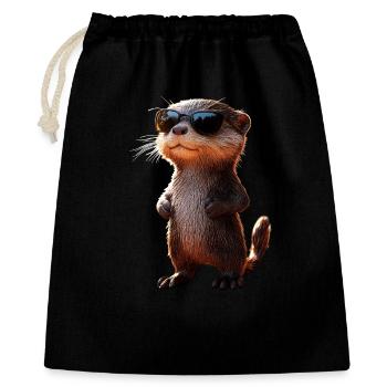 Otter Seeotter Fischotter Marder Liebe Süßer Otter - Geschenkbeutel aus Baumwolle (40 x 50 cm) - Schwarz - Vorne