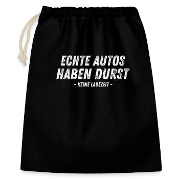 Echte Autos Haben Durst - Geschenkbeutel aus Baumwolle (40 x 50 cm) - Schwarz - Vorne