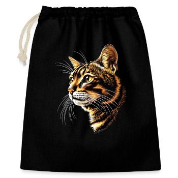 Bengal Katze Leopard Cat Leopardette Bengal Katzen - Geschenkbeutel aus Baumwolle (40 x 50 cm) - Schwarz - Vorne