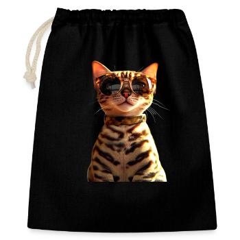 Bengal Katze Leopard Cat Leopardette Bengal Katzen - Geschenkbeutel aus Baumwolle (40 x 50 cm) - Schwarz - Vorne