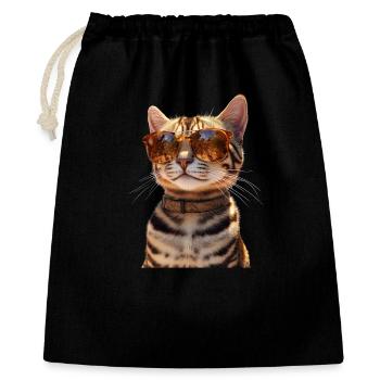 Bengal Katze Leopard Cat Leopardette Bengal Katzen - Geschenkbeutel aus Baumwolle (40 x 50 cm) - Schwarz - Vorne