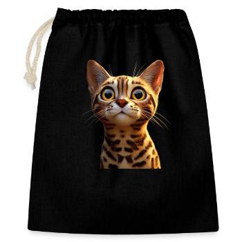 Bengal Katze Leopard Cat Leopardette Bengal Katzen - Geschenkbeutel aus Baumwolle (40 x 50 cm) - Schwarz - Vorne